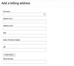 Amazon Billing Address Page