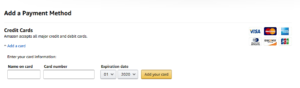 Amazon Payment Method Page